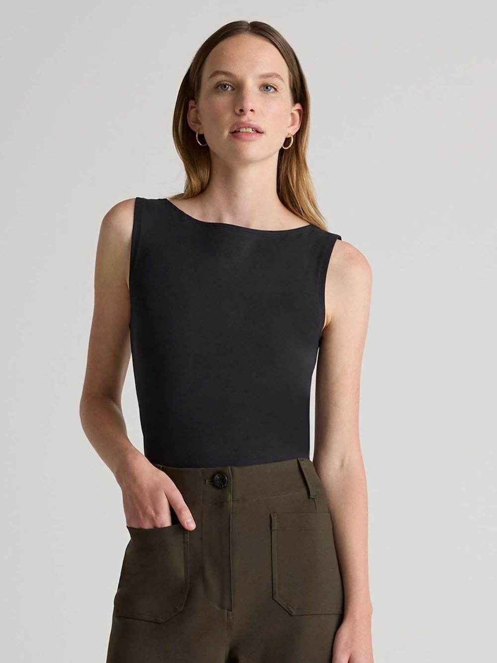 Quince Cotton Jersey Boat-Neck Tank Top